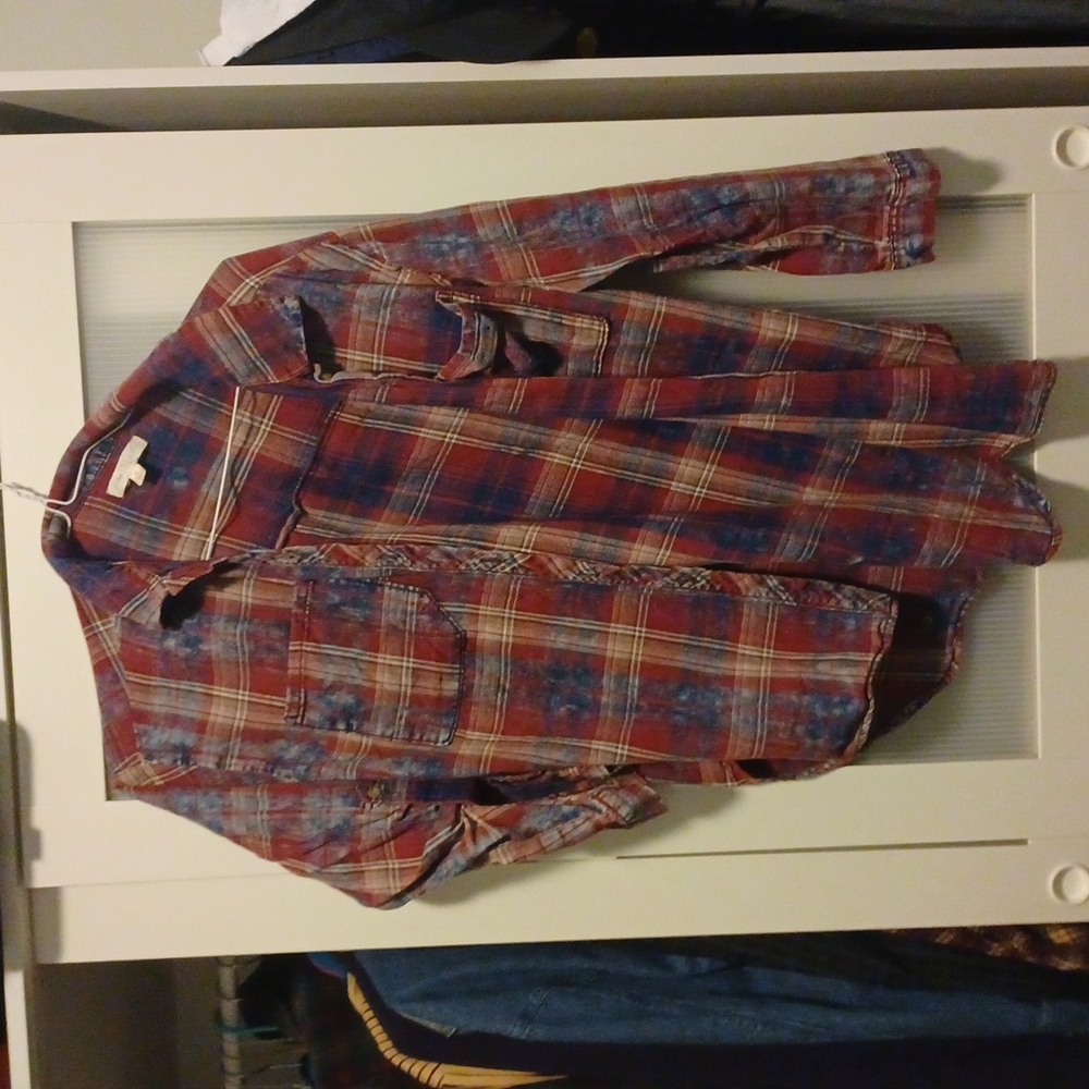 Grunge flannel button down shirt